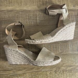 J Crew Corsica Espadrille wedge sandals gold leather size 9